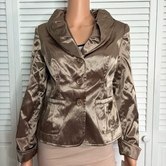 GILANI Metallic Tan Blazer Size 8 - Picture 1 of 11